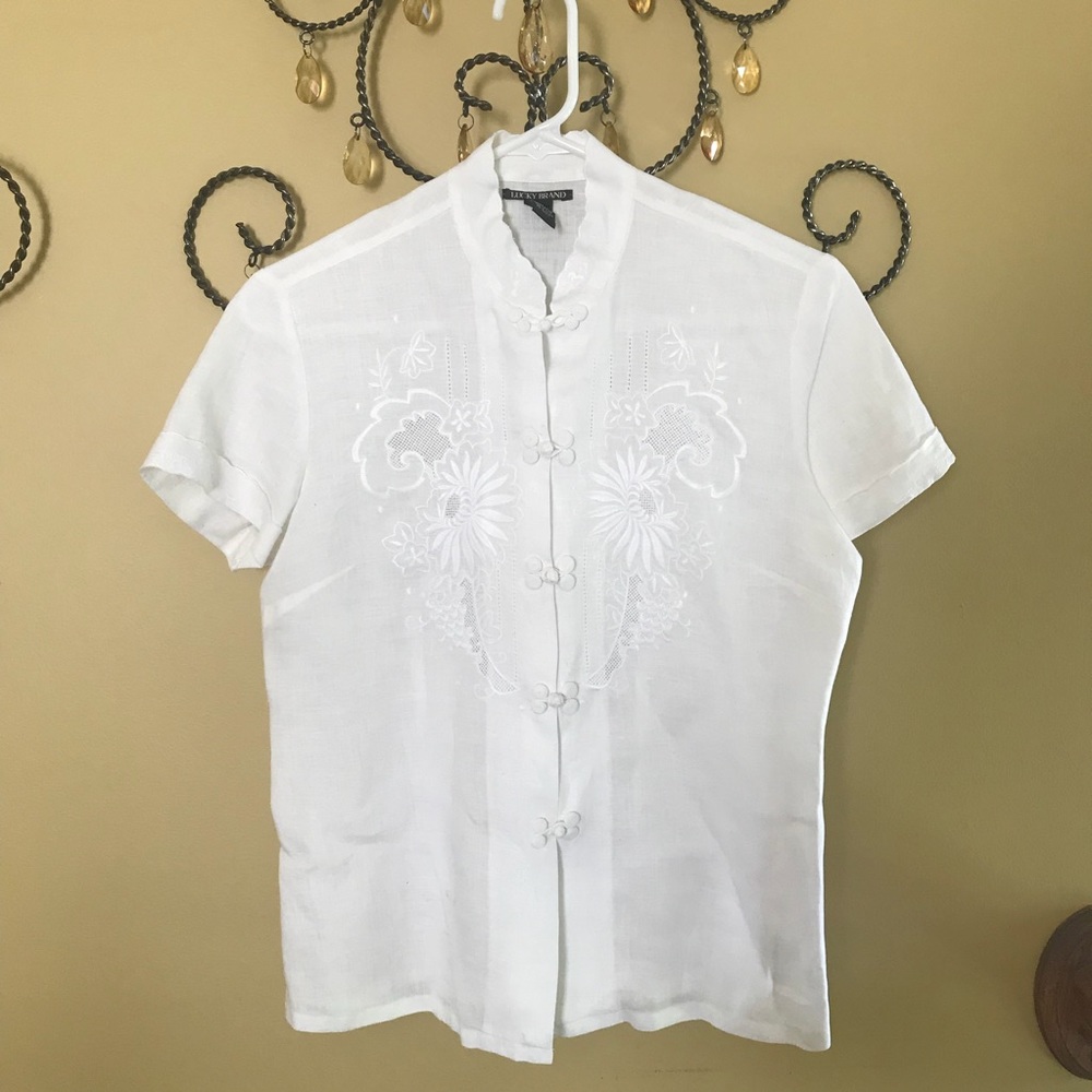 LUCKY-BRAND, Size S, Embroidered Blouse